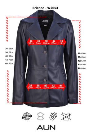 Alin Deri - Brienne Siyah Blazer Hakiki Deri Ceket Kadın Beden Grafiği