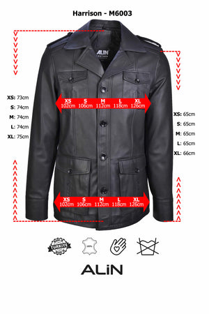 Alin Deri - Harrison Safari Hakiki Deri Ceket Erkek Beden Grafiği
