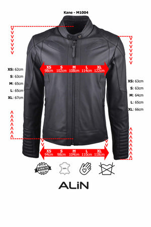 Alin Deri - Kane Fit Erkek Siyah Hakiki Deri Ceket Beden Grafiği