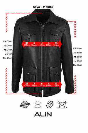Kaya Fermuarlı Hakiki Deri Ceket Erkek Beden Grafiği