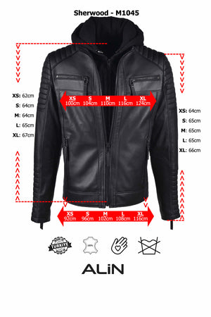 Alin Deri - Sherwood Kapüşonlu Siyah Hakiki Deri Ceket Erkek Beden Grafiği