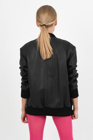 Alin Deri - College Siyah Trikolu Kolej Deri Hakiki Deri Kadın