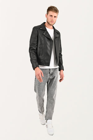 Alin Deri - Echo Siyah Biker Deri Hakiki Deri Erkek