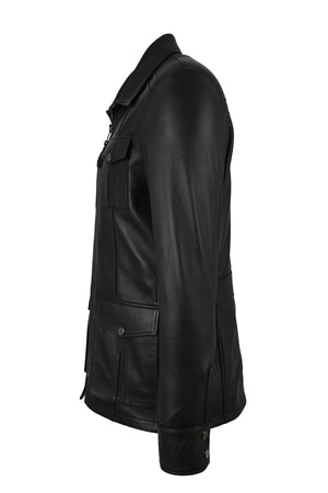 Kaya Fermuarlı Siyah Hakiki Deri Ceket Erkek