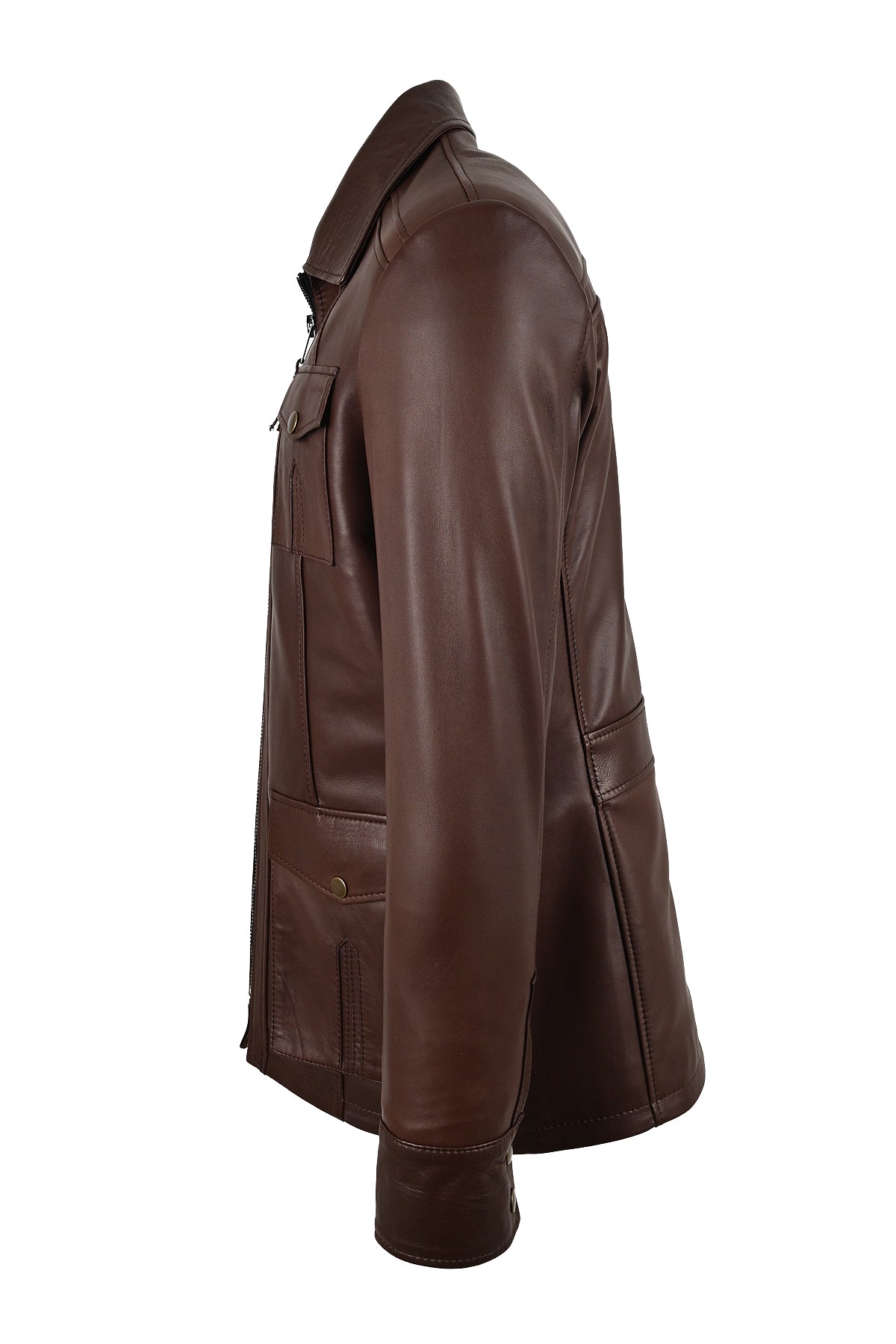 Kaya Wax Kahve Fermuarlı Hakiki Deri Ceket Erkek