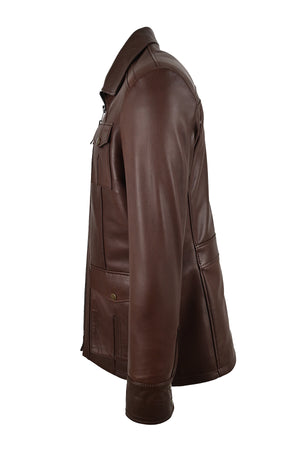 Kaya Wax Kahve Fermuarlı Hakiki Deri Ceket Erkek