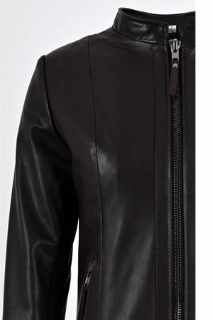 Alin Deri - Kibyra Kahverengi Fit Hakiki Deri Ceket Kadın