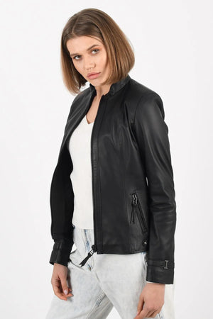 Alin Deri - Kibyra Siyah Fit Hakiki Deri Ceket Kadın