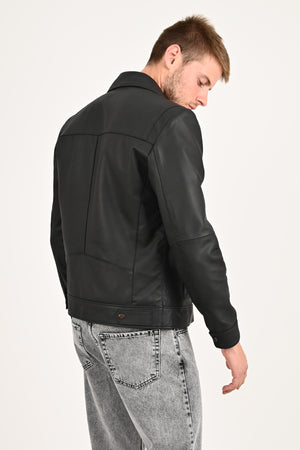 Alin Deri - Leo Siyah Klasik Hakiki Deri Mont Erkek