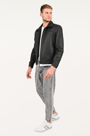 Alin Deri - Leo Siyah Klasik Hakiki Deri Mont Erkek