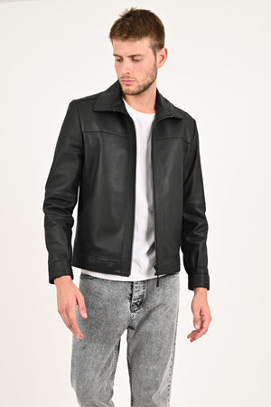 Alin Deri - Leo Siyah Klasik Hakiki Deri Mont Erkek