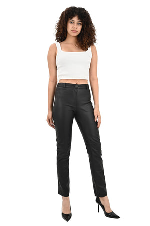 Alin Deri - Pepe Cepsiz Siyah Hakiki Deri Pantolon