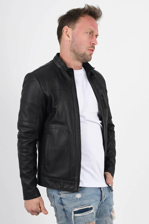 Alin Deri - Theroux Rahat Kesim Siyah Hakiki Deri Mont Erkek