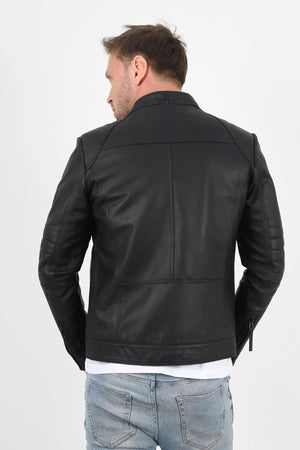 Alin Deri - Theroux Rahat Kesim Siyah Hakiki Deri Mont Erkek