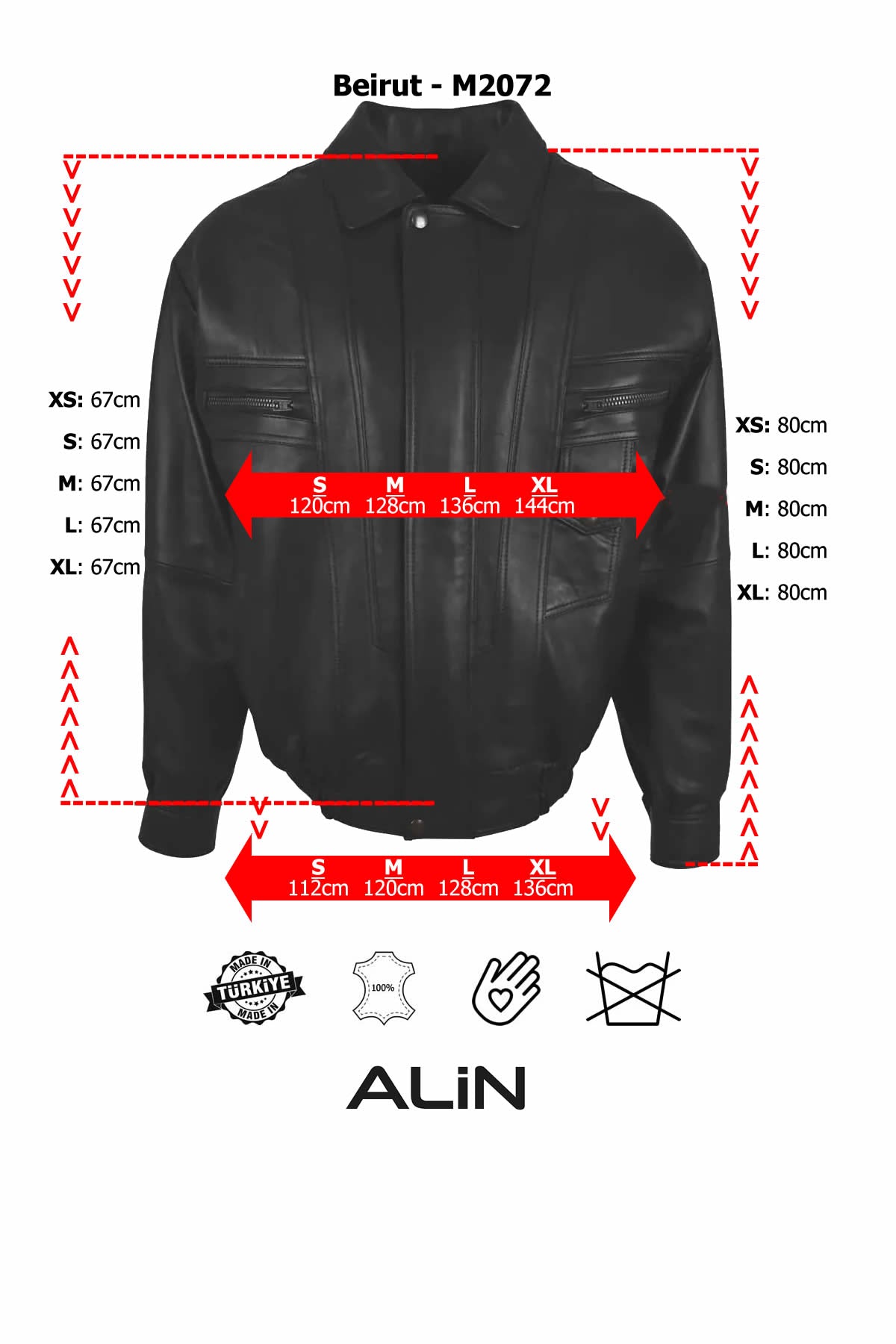 Alin Deri - Beirut Oversize Siyah Vintage Hakiki Deri Mont Erkek beden Grafiği