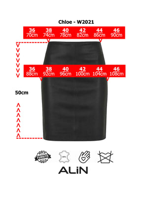 Alin Deri - Chloe Midi Boy Hakiki Deri Etek Beden Grafiği