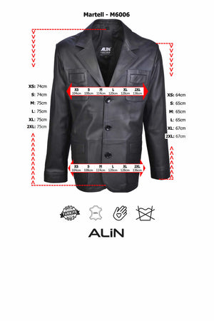Alin Deri - Martell Fit Blazer Hakiki Deri Ceket Erkek Beden Grafiği