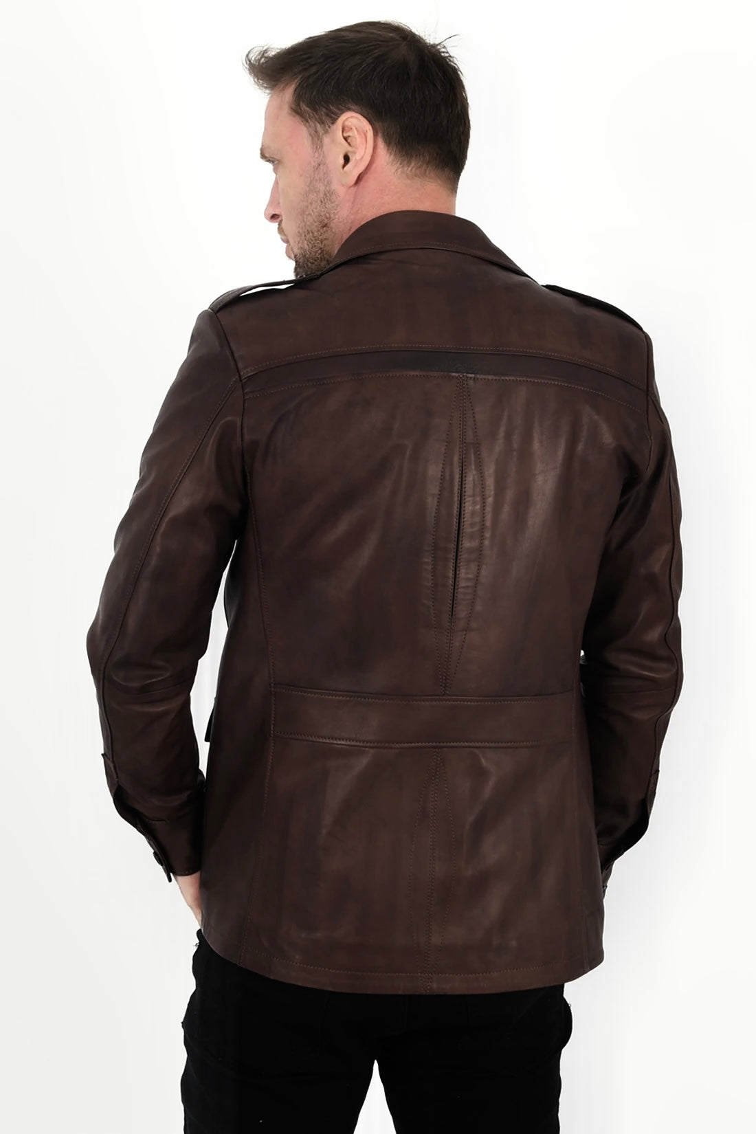 Alin Deri - Harrison Wax Kahve Safari Hakiki Deri Ceket Erkek