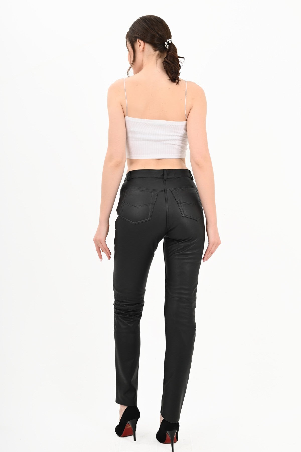 Alin Deri - Levi Siyah Jean Model Hakiki Deri Pantolon