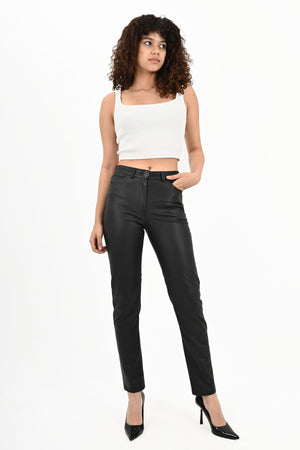 Alin Deri - Levi Siyah Jean Model Hakiki Deri Pantolon