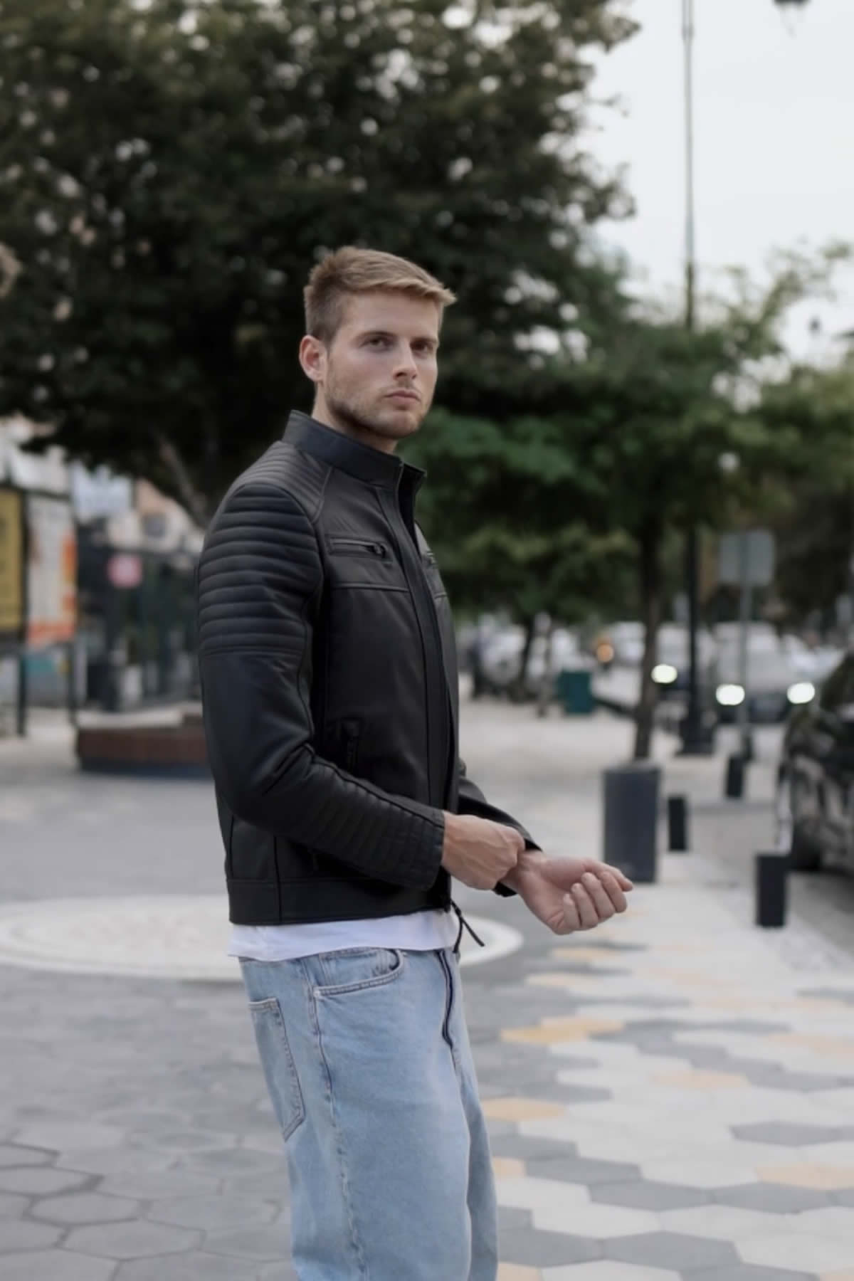 Erkek Deri Ceket Sandor, Siyah Gerçek Deri