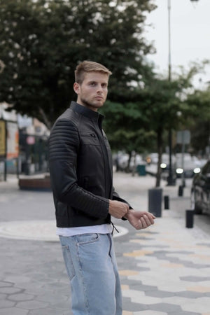 Erkek Deri Ceket Sandor, Siyah Gerçek Deri